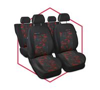 Saferide 3er Set Autositzbezüge PKW universal | Auto Sitzbezüge Polyester Rot für Airbag geeignet | für Vordersitze und Rückbank | 1+1 Autositze vorne und 1 Sitzbank hinten teilbar 2 Reißverschlüsse