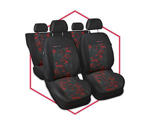 Saferide 3er Set Autositzbezüge PKW universal | Auto Sitzbezüge Polyester Rot für Airbag geeignet | für Vordersitze und Rückbank | 1+1 Autositze vorne und 1 Sitzbank hinten teilbar 2 Reißverschlüsse
