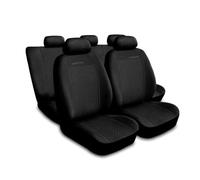 Saferide 3er Set Autositzbezüge PKW universal | Auto Sitzbezüge Velourslederimitat Schwarz für Airbag geeignet | für Vordersitze und Rückbank 1+1 Autositze vorne und 1 Sitzbank hinten teilbar