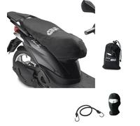 Sattelabdeckung GIV S210 wasserdichter Stoff für Motorrad Scooter Maxiscooter kompatibel mit Aprilia RSV4 R APRC Universal-Sattelschutz Farbe Schwarz Sattelbezug mit elastischen Kanten