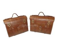 Satteltaschen Seitentasche Paar braune Farbe reines Leder für Royal Universal...