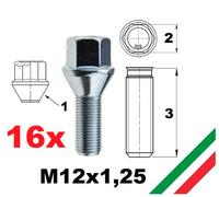 Satz 16 Radschrauben Opel Crossland X Räder Eisenfelgen Stahl M12x1,25 für