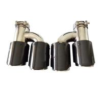 Schalldämpfer Endrohr 2 STÜCKE H Stil Universal Dual Mit Logo Edelstahl Glänzend Auto Auspuffblende Endrohr Auto-styling Auspuffschalldämpfer(54MM IN 114MM OUT)