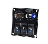 Schalter Panel mit Dual USB Ladegerät, Asudaro 12V-24V Schalter Panel ON-OFF Kippschalter Panel Wasserdichte LED Voltmeter für Auto Marine Boot Wohnmobil Fahrzeuge LKW Schaltkreis Steuerung,rot