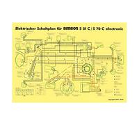 Schaltplan Farbposter (40x57cm) S51C, S70C - 6V-Elektronic (elektronische Zündung) (beiseitig Glanzcello, schmutzabweisend)