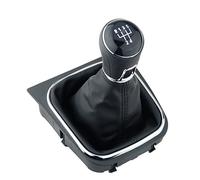 Schaltsack & Schaltknauf für VW Golf 5 V 6 VI - 5 Gang Knauf mit Rahmen - Schwarz Chrom - Schaltmanschette Schalthebel Manschette für Schaltung - Hebel Schaltgetriebe & EOS für Scirocco 3 - A256-6