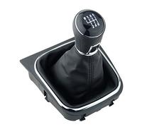 Schaltsack & Schaltknauf für VW Golf 5 V 6 VI - 6 Gang Knauf mit Rahmen - Schwarz Chrom - Schaltmanschette Schalthebel Manschette für Schaltung - Hebel für Schaltgetriebe & EOS für Scirocco 3 - A256-4