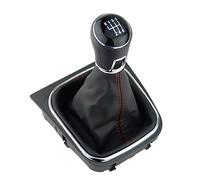 Schaltsack & Schaltknauf für VW Golf 5 V 6 VI - 6 Gang Knauf mit Rahmen - Schwarz Rot Chrom - Schaltmanschette Schalthebel Manschette für Schaltung - Hebel Schaltgetriebe & EOS für Scirocco 3 - A256-5
