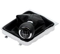 Schaltsack & Schaltknauf für VW Passat 3C B6 - Bj. 2005 - 2010 - 5 Gang Knauf mit Rahmen - Schwarz - Chrom - Schaltmanschette Schalthebel Manschette für Schaltung - Hebel Schaltgetriebe A261-2