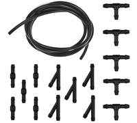 Scheibenwaschanlage Schlauch, CTRICALVER 5M Wischwasserschlauch Reparaturset, Automotive Schlauch Gummi Wischwasserschlauch, mit 15 Stücke Schlauchverbinder (schwarz)