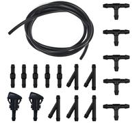 Scheibenwaschanlage Schlauch, CTRICALVER 5M Wischwasserschlauch Reparaturset, Automotive Schlauch Gummi Wischwasserschlauch, mit 15 Stücke Schlauchverbinder +2 pcs Sprühdüse