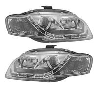 Scheinwerfersatz für Audi A4 B7 Typ 8E Bj. 04-07 klarglas/chrom LED Tagfahrlicht