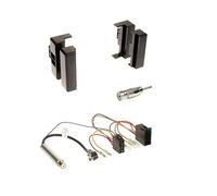 Schlauer-Shop24 Einbauset: Radioblende Halterung schwarz + ISO Radioanschlusskabel Adapter mit Phantomeinspeisung + Antennenstecker ISO-DIN für Audi A4 (B5) bis 1999 A6 (C4) bis 1997
