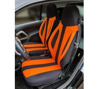 BREMER SITZBEZÜGE Maß Piloten Auto Schonbezüge kompatibel mit Smart fortwo 450 Fahrer & Beifahrer ab 1998-2007 / Auto Sitzbezüge Schonbezug Set Autositzbezüge 2er Pack in Schwarz/Orange