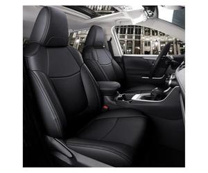 Schonbezug Autositz Autositzbezüge Für Toyota Für Corolla, 5-Sitzer-Komplettset, Mittelsitz Perforiert, Echtleder Autositzbezüge(Black)