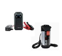 Schumacher Electric - Roadtrip-Set: SBX505 Starthilfe + INV150 Wechselrichter für Auto und Van - 1500A Lithium-Starthilfe mit Powerbank und LED-Licht + 300W 12V-zu-230V Inverter für mobiles Laden