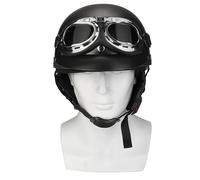 Schwarz Motorrad Helm Retro Harley Chopper Militär Halbschale Biker Mofa Roller