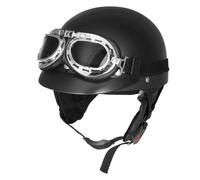 Schwarz Motorrad Helm Retro Harley Chopper Militär Halbschale Biker Mofa Roller