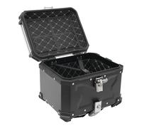 Schwarz Universal Motorrad Topcase Aluminium Hard Motorradkoffer wasserdichte Top Case Gepäckträger Koffer Motorrad Heckbox Tour Tail Box mit Schloss & 2 Schlüsseln,Max. Tragfähigkeit 10kg (45L)