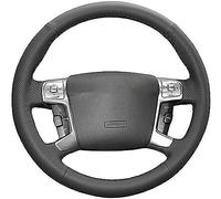 Schwarzer Leder-Auto-Lenkradbezug, für Ford Mondeo Mk4 S-Max Focus 3 Kuga, handgenähter Auto-Lenkradbezug