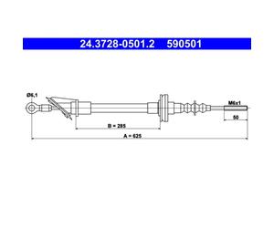 Seilzug Kupplungsbetätigung ATE 24.3728-0501.2 für Fiat Uno