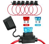 Selyse 6 Stück 16AWG Sicherungshalter für KFZ, LKW, Auto, Motorrad, wasserdicht mit Inline Flachsicherungen, Kupferkabel, Standard Sicherungen für Auto/Boot 3 * 10A 3 * 15A