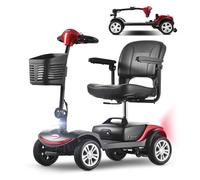 Seniorenmobil Elektromobil 4-Rad mit Sitz, 300W Motor, 136 kg Tragkraft, 6 km/h, herausnehmbarer Akku, 360° drehbarer Sitz, LED-Beleuchtung, elektromagnetische Bremse, Rot
