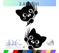 Set 2 Aufkleber Katze Klein Unterputz Vinyl Stabil Auto Motorrad Tuning Roller