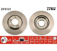 Set 2x Bremsscheibe TRW DF6121 Passend für PEUGEOT 508 SW Kasten 8E 11->