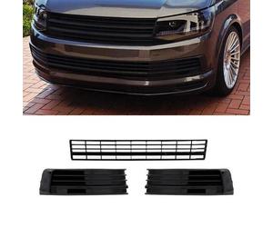 Set Gitter Grill Einsatz Stoßstange vorne unten Hochglanz Schwarz passt passend für VW T6 ab 2015-2019