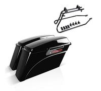 Set mit Seitenkoffer und Kofferträger Kompatibel für Harley Davidson Heritage Softail Classic 88-17 Latch schwarz