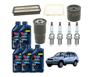 Set Service 4 Filter Bosch + 5LT Öl Valvoline + 4 Kerzen für Toyota Rav 4