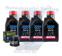 Set Service Öl Motul 3000 10W40 für Kawasaki ZX600 ZX6-R Ninja 2009>2013