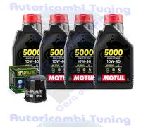 Set Service Öl Motul 5000 10W40 für Kawasaki ZX600 ZX6-R Ninja 2009>2013