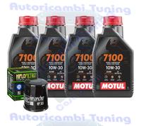 Set Service Öl Motul 7100 10W30 für Kawasaki ZX600 ZX6-R Ninja 2009>2013