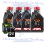 Set Service Öl Motul 7100 15W50 für Kawasaki ZX600 ZX6-R Ninja 2009>2013