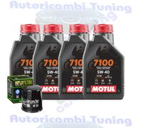 Set Service Öl Motul 7100 5W40 für Kawasaki ZX600 ZX6-R Ninja 2009>2013