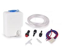 Set Universal Scheibenwaschanlage mit Pumpe und Schlauch 12 V komplett | Für Scheibenwischwasser, Boot & Wohnmobil | Für Caravan | Für Haushalt | Höhe: 180 mm | Breite: 125 mm | Spannung: 12 Volt