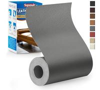 Sgooyir Kunstleder Selbstklebend Mittelgrau, 10x160cm Leder Reparatur Set, Kunstleder Reparaturset Flicken Selbstklebend Patch für Autositze, Möbel, Sofa, Couch, Jacken