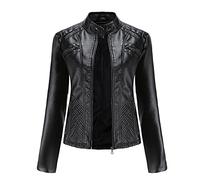 SHADIOA 2021 Lederjacke Damen Reißverschlüsse Frühling Herbst Damen PU Lederjacke Schlank Motor Biker Mantel Weibliche Übergroße,Schwarz,3XL