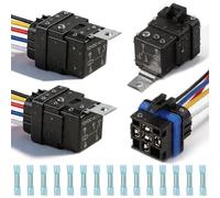 Shengbowi 3 Stück 12V Relais KFZ 40/30 Ampere SPDT 5-polige wasserdichte | 12AWG Kabelbaumsatz Eingebauter Diode 15 blaue BHT Verriegelungsfunktion Auto Industrie LKW Boot Motorrad Steckverbinder