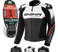 SHIMA BANDIT Motorrad Jacke Herren mit Protektoren AIRFORCE Rückenprotektor Leder Motorradjacke Sommer Schulter Protektor Ellbogen Lederjacke Schutzjacken Motorradkombi Stadt (Männer, Rot, 46)