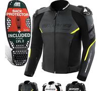 SHIMA BANDIT Motorrad Jacke Herren mit Protektoren AIRFORCE Rückenprotektor Leder Motorradjacke Sommer Schulter Protektor Ellbogen Lederjacke Schutzjacken Motorradkombi Stadt (Männer, Fluo, 48)