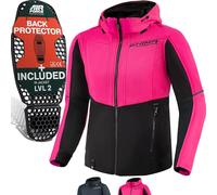 SHIMA DAYBREAKER Motorrad Jacke Damen mit Protektoren AIRFORCE Rückenprotektor Motorradjacke Hoodie Sommer Schulter Protektor Ellbogen Textiljacke Motorradhoodie (Frauen, Rosa, L)