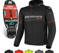 SHIMA DRIFT Motorrad Jacke Herren mit Protektoren AIRFORCE Rückenprotektor Motorradjacke Sommer Schulter Protektor Ellbogen Textiljacke Schutzjacken Protektorenjacke (Männer, Schwarz Wasserdicht, 3XL)