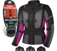 SHIMA HERO Motorrad Jacke Damen mit Protektoren Textil AIRFORCE Rückenprotektor Wasserdicht Motorradjacke Sommer Motorradkombi Motorradhose Ganzjährig Mesh Touren (Frauen, Rosa, XS)