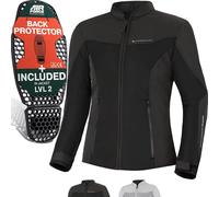 SHIMA OpenAir Motorrad Jacke Damen mit Protektoren AirForce Rückenprotektor Motorradjacke Sommer Mesh Belüftet Textiljacke Schutzjacken Protektorenjacke Luftige (Frauen, Schwarz, L)