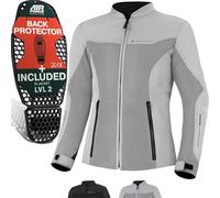 SHIMA OpenAir Motorrad Jacke Damen mit Protektoren AirForce Rückenprotektor Motorradjacke Sommer Mesh Belüftet Textiljacke Schutzjacken Protektorenjacke Luftige (Frauen, Grau, M)