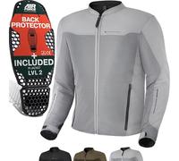 SHIMA OpenAir Motorrad Jacke Herren mit Protektoren AirForce Rückenprotektor Motorradjacke Sommer Mesh Belüftet Textiljacke Schutzjacken Protektorenjacke Luftige (Männer, Grau, L)