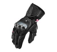 SHIMA RS-3 Motorrad Handschuhe Damen Leder Lange Sommer Motorradhandschuhe Schutz Touchscreen Touren Lederhandschuhe Motorcycle Belüftet Verstärkt Scheibenwischer (Damen, Schwarz, M)